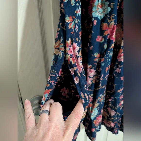 Denim & Supply Ralph Lauren XL Floral Dress Button Up Short Sleeve V Neck Blue - Picture 7 of 10